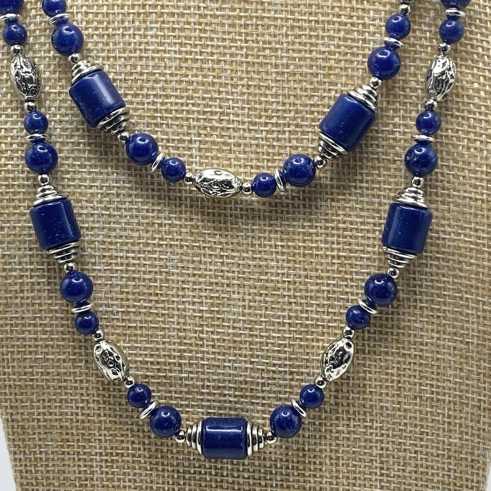 Unsigned Lapis Lazuli Necklace Vintage Blue 37"